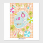 ビキニの女の子と男遊のスイミングプールゲーム シール (シート)