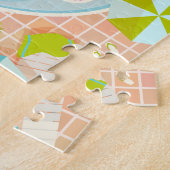 ビキニの女の子と男遊のスイミングプールゲーム ジグソーパズル (側面)