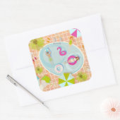 ビキニの女の子と男遊のスイミングプールゲーム スクエアシール (封筒)