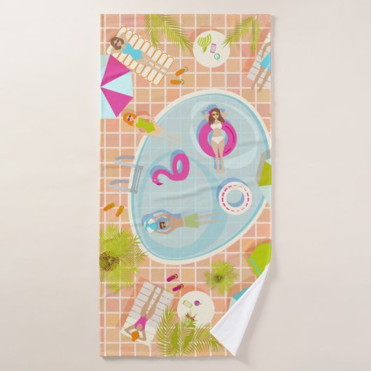 ビキニの女の子と男遊のスイミングプールゲーム バスタオル (バスタオル)