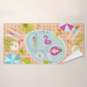 ビキニの女の子と男遊のスイミングプールゲーム バスタオル (バスタオル)