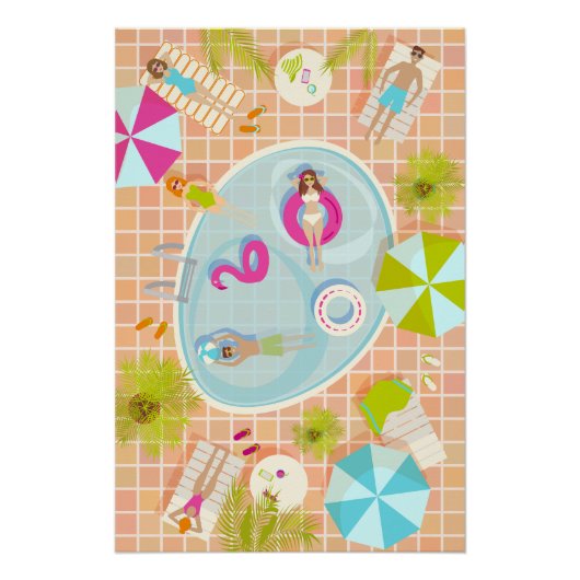 ビキニの女の子と男遊のスイミングプールゲーム ポスター (正面)