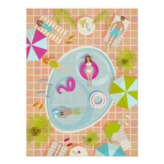 ビキニの女の子と男遊のスイミングプールゲーム ポスター (正面)