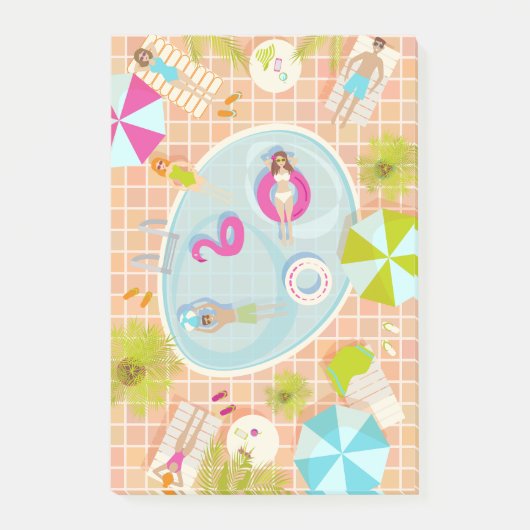 ビキニの女の子と男遊のスイミングプールゲーム ポストイット (正面)