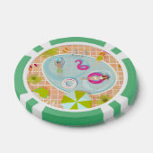 ビキニの女の子と男遊のスイミングプールゲーム ポーカーチップ (シングル)