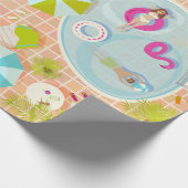 ビキニの女の子と男遊のスイミングプールゲーム ラッピングペーパー (角)