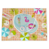 ビキニの女の子と男遊のスイミングプールゲーム ラージペーパーバッグ (正面)