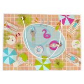 ビキニの女の子と男遊のスイミングプールゲーム ラージペーパーバッグ (裏面)