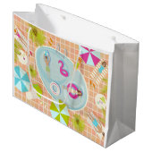 ビキニの女の子と男遊のスイミングプールゲーム ラージペーパーバッグ (正面アングル)