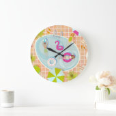 ビキニの女の子と男遊のスイミングプールゲーム ラージ壁時計 (ホーム)