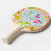 ビキニの女の子と男遊のスイミングプールゲーム 卓球ラケット (正面アングル)