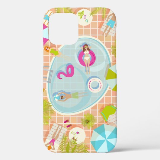 ビキニの女の子と男遊のスイミングプールゲーム Case-Mate iPhoneケース (裏面)