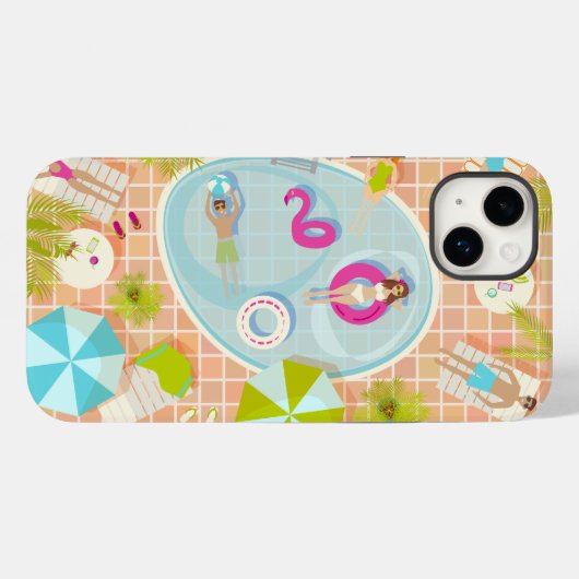 ビキニの女の子と男遊のスイミングプールゲーム Case-Mate iPhoneケース (裏面 (横))