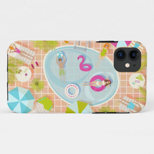 ビキニの女の子と男遊のスイミングプールゲーム Case-Mate iPhoneケース (裏面(横))