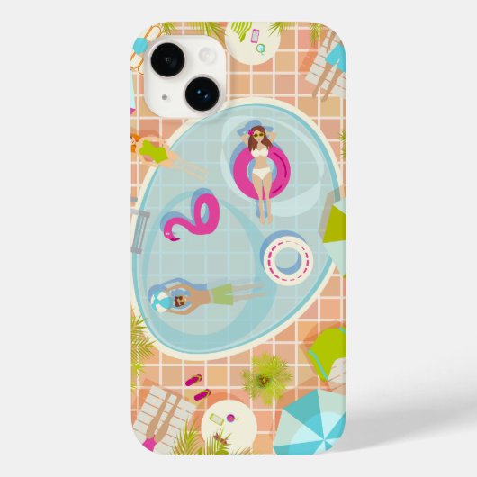ビキニの女の子と男遊のスイミングプールゲーム Case-Mate iPhoneケース (裏面)