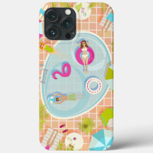 ビキニの女の子と男遊のスイミングプールゲーム iPhone 13 PRO MAXケース