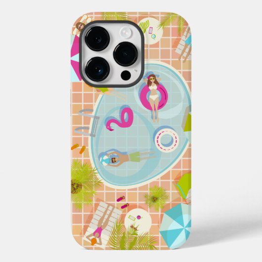 ビキニの女の子と男遊のスイミングプールゲーム Case-Mate iPhoneケース (裏面)