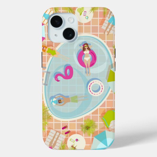 ビキニの女の子と男遊のスイミングプールゲーム Case-Mate iPhoneケース (裏面)
