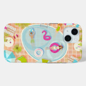 ビキニの女の子と男遊のスイミングプールゲーム Case-Mate iPhoneケース (裏面 (横))