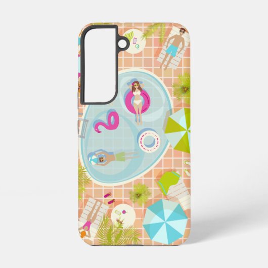 ビキニの女の子と男遊のスイミングプールゲーム SAMSUNG GALAXYケース (裏面)