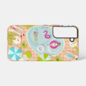 ビキニの女の子と男遊のスイミングプールゲーム SAMSUNG GALAXYケース (裏面横)