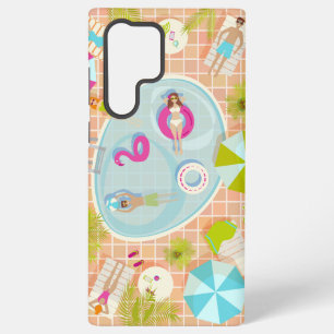 ビキニの女の子と男遊のスイミングプールゲーム SAMSUNG GALAXY S22 ULTRAケース