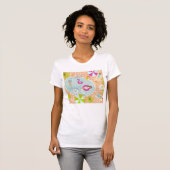ビキニの女の子と男遊のスイミングプールゲーム Tシャツ (正面フル)