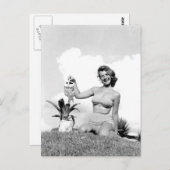 ビキニの女の子Black and White photo ポストカード (正面/裏面)