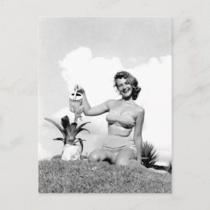 ビキニの女の子Black and White photo ポストカード