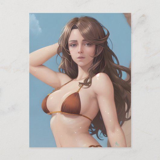 ビキニの女性 ポストカード (正面)