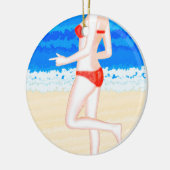 ビキニの少女オンザビーチ絵画ズ セラミックオーナメント (左)