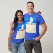 ビキニの少女オンザビーチ絵画ズ Tシャツ (ユニセックス)