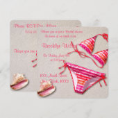 ビキニの招待状でビーチ ブライダル シャワーをお楽しみください 招待状 (正面/裏面)