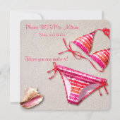 ビキニの招待状でビーチ ブライダル シャワーをお楽しみください 招待状 (裏面)