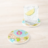 ビキニの水着少女が泳ぐ夏のビーチ コースター (側面)