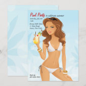 ビキニの美しい女の子の招待状 招待状 (正面/裏面)