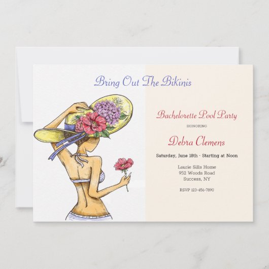 ビキニの美女 招待状 (正面)
