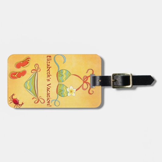 ビキニの荷物のラベルは個人化なります ラゲッジタグ (正面横)