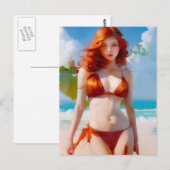 ビキニの華やかな女性 ポストカード (正面/裏面)