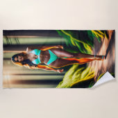 ビキニの超現実的な女の子ビーチタオル ビーチタオル (正面)