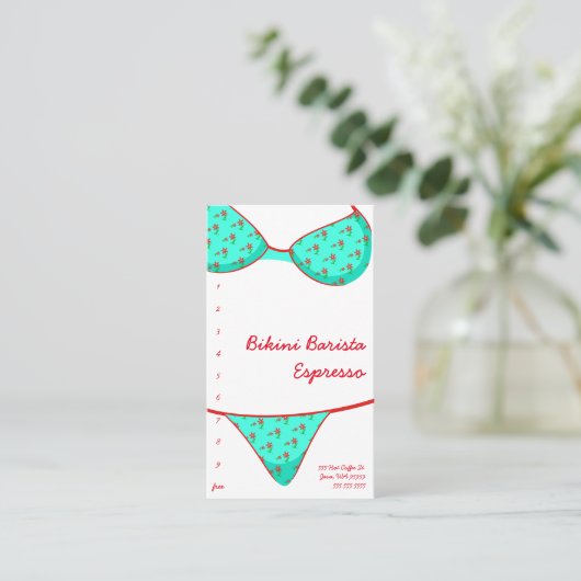 ビキニのBaristaのエスプレッソドライブによる ロイヤリティカード (スタンド正面)