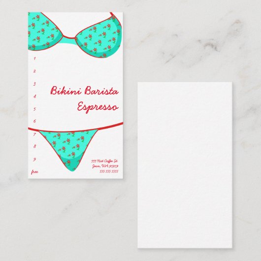 ビキニのBaristaのエスプレッソドライブによる ロイヤリティカード (正面/裏面)