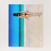 ビキニを着たビーチの女絵画の子 ジグソーパズル (縦)