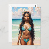 ビキニアートの美しい黒人女性 ポストカード (正面/裏面)