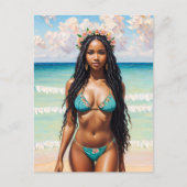 ビキニアートの美しい黒人女性 ポストカード (正面)