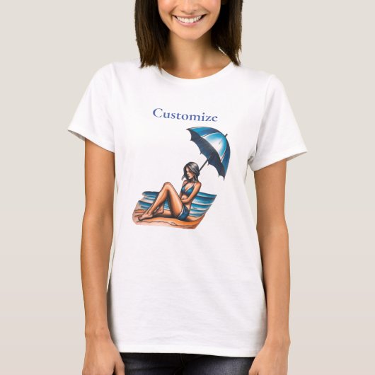 ビキニガールビーチナッピンサンダー_コーブ Tシャツ (正面)