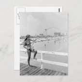 ビキニガール魚釣りデイトナビーチフロリダ ポストカード (正面/裏面)