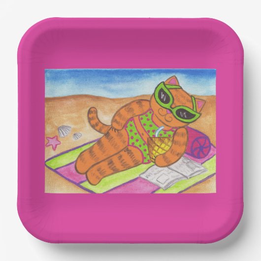 ビキニキャット紙プレート ペーパープレート (正面)