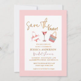 ビキニスパーティーブライダルシャワー保存日付 招待状