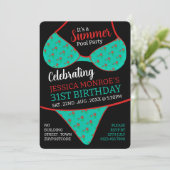 ビキニデザインサマープールパーティー誕生日 招待状 (スタンド正面)